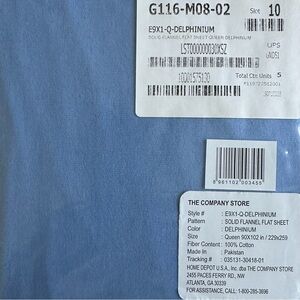 **NEW**Flannel flat sheet from The Company Store, queen size 90”x102” in blue